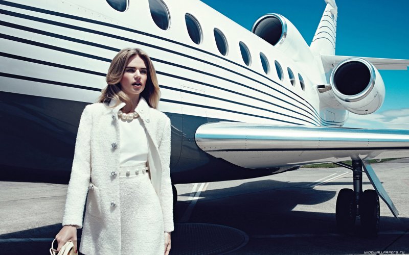 Брюнетка в частном самолете