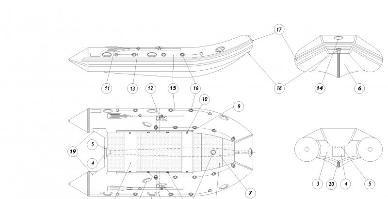 Чертеж ПВХ лодки Ривьера 3400