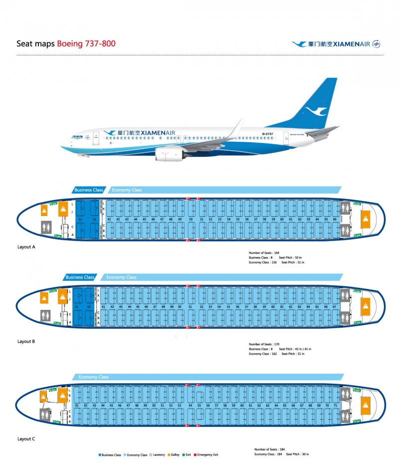 Boeing 737-800 интерьер