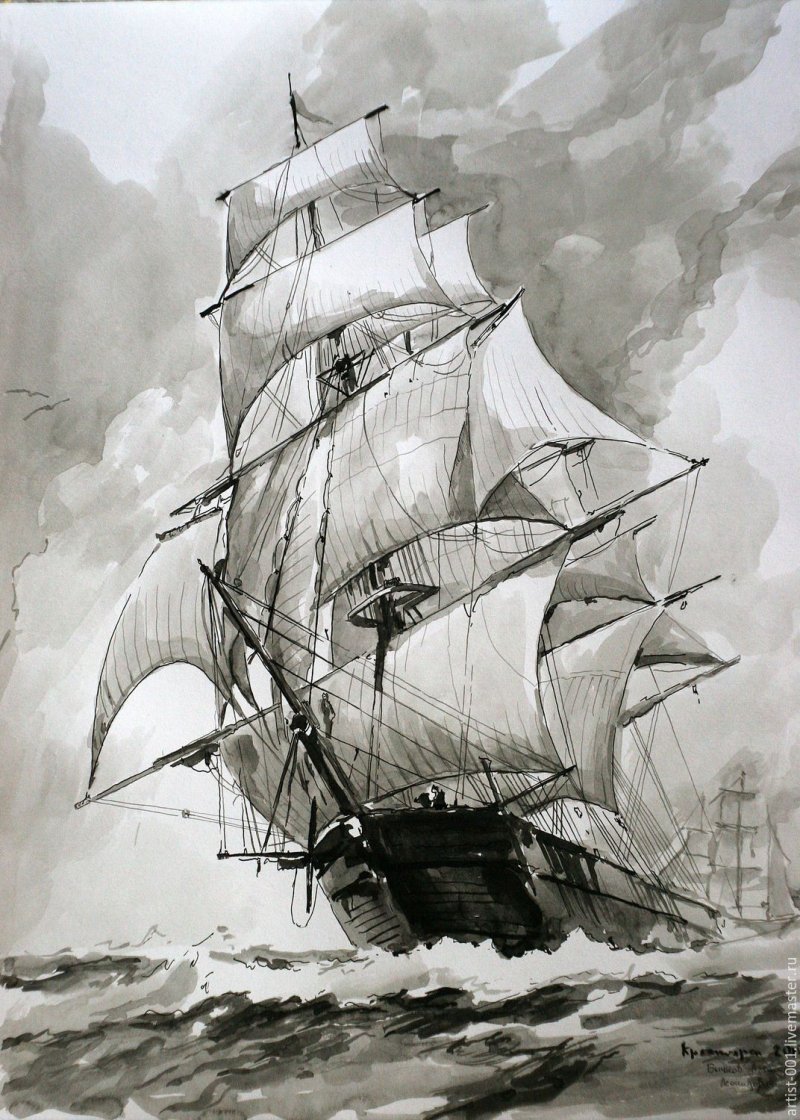 Клипер "Фермопилы". Художник Montague Dawson парусник
