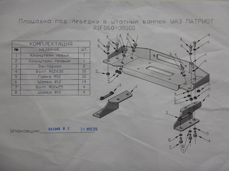Чертеж кенгурятника на УАЗ 469