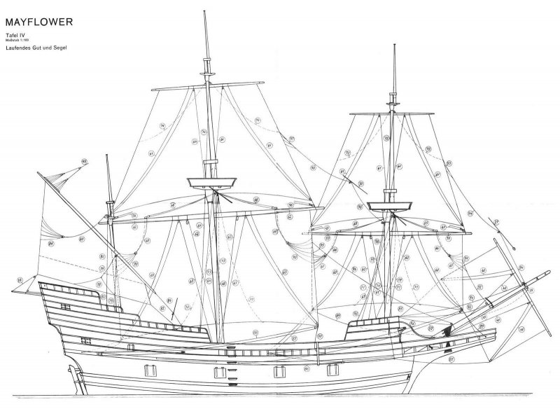 Чертеж галеона Mayflower