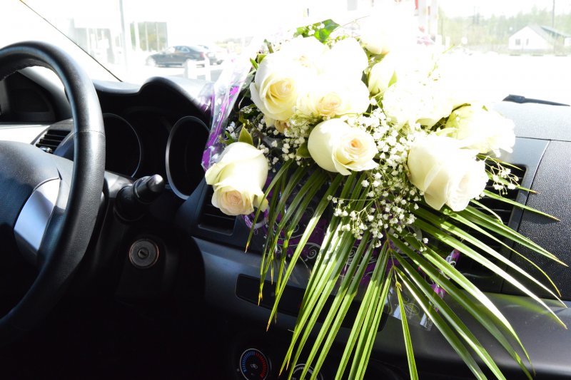 Цветы в салоне автомобиля