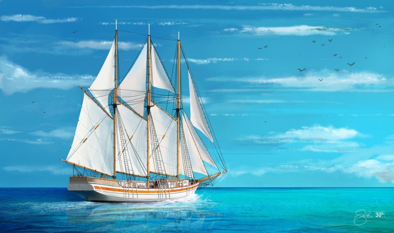 Парусник в море