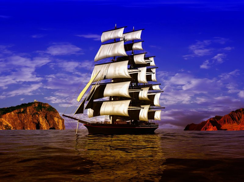 Корабль в море