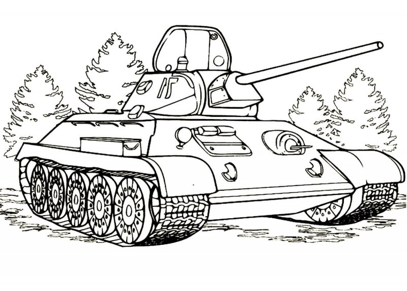 Раскраска танк т34 Военная техника
