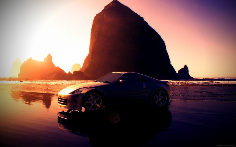 Nissan 350z на пляже