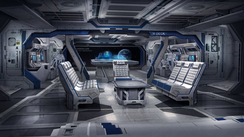 Станция космонавты футуризм интерьер