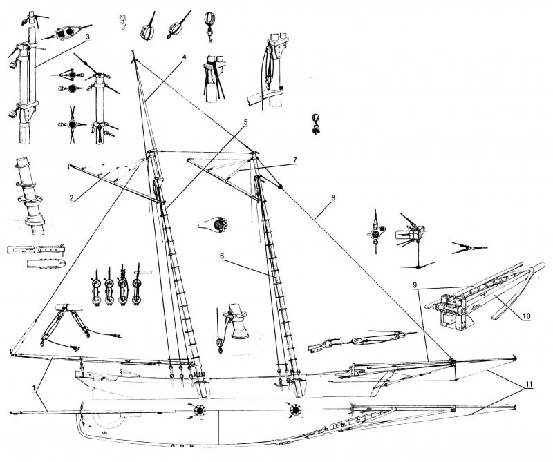 Halcon 1840 такелаж чертежи