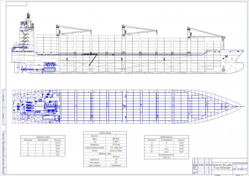 Контейнеровоз 1700 teu с кранами
